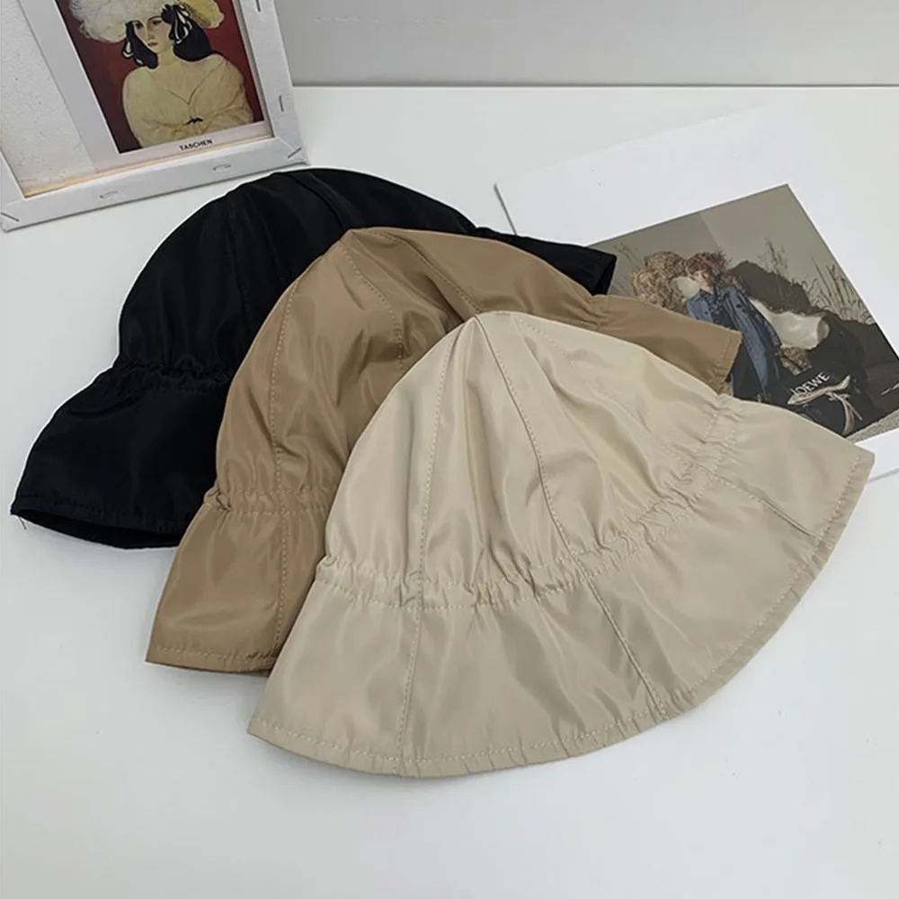 

New Fisherman Hat Female Spring And Summer Sun Protection Uv Bucket Hat Wild Face-lift Drawstring Beach Accessories Hot Selling