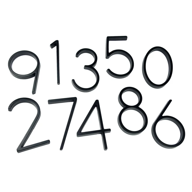12cm Big 3D Modern House Number Door Home Address Numbers for House Number Digital Door Outdoor Sign Plates 5 Inch.#1 Black