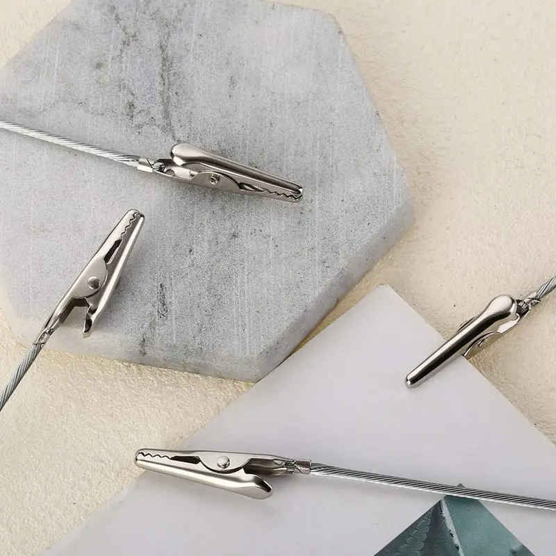 

10 X Crocodile Metal Clips With Wire Stalk Alligator Clamps For Memo Note Card Holders