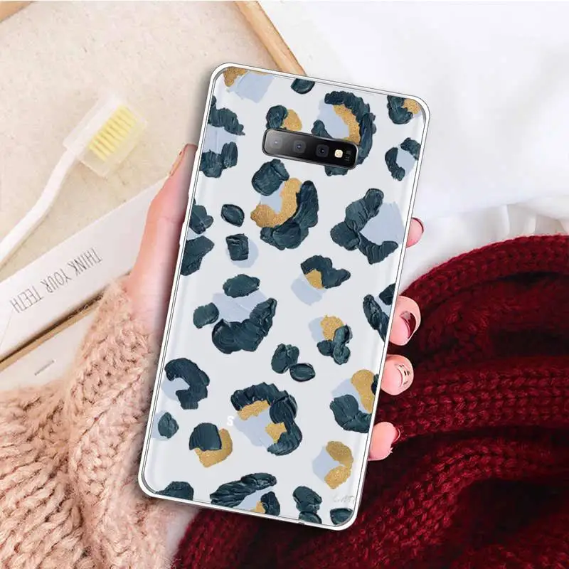 

Leopard Print Phone Case Clear Transparent for samsung A 21s 50 71 S 8 9 20 note 10 20 plus ultra