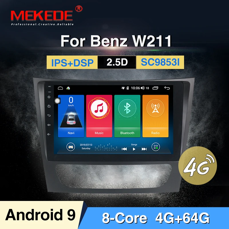 MEKEDE 9853 4G LTE Android 9 4 Гб 64 ГБ Автомобильный мультимедийный плеер для Mercedes Benz E class W211 E200