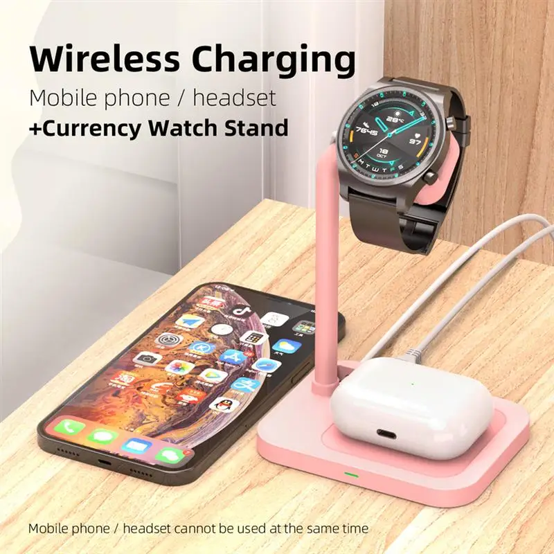 

2 In 1 Wireless Charger Magenetic Anti Slip Phone Holder Charging Pad Mat Watch Charger Dock Stand For IPhone 12