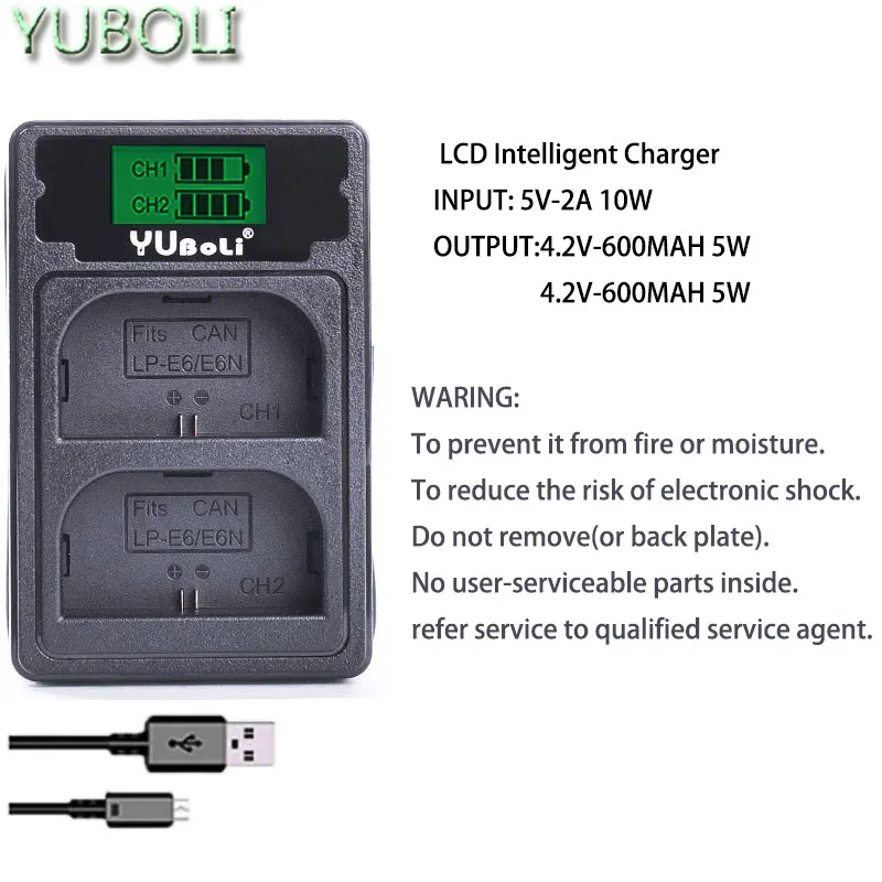 charger only Декодированный lpe6 bateria lp e6 E6N LP-E6N LP-E6 батарея+ двойное зарядное устройство для Canon 5D Mark II Mark III 6D 7D 60D 60Da 70D 80D DSLR - Цвет: charger only