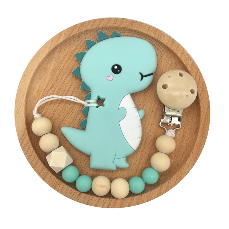 Детский Прорезыватель для соски цепочка-прорезыватель с мультяшным динозавром