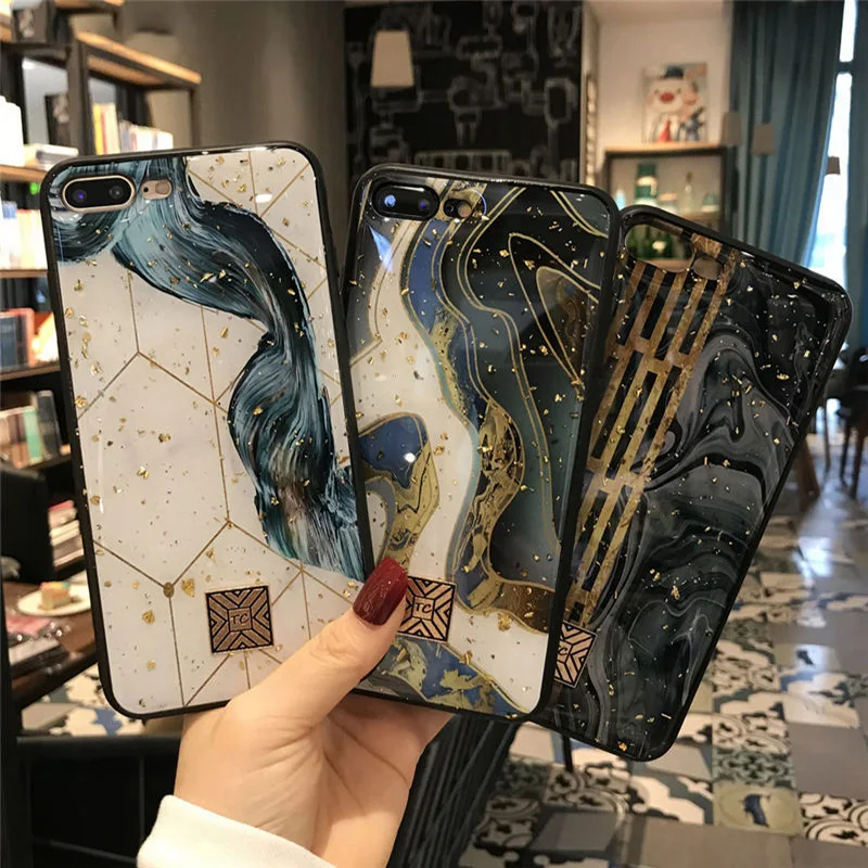 Блестящий золотой мраморный чехол для iPhone 12 11Pro X XS Max XR мягкий гранитный