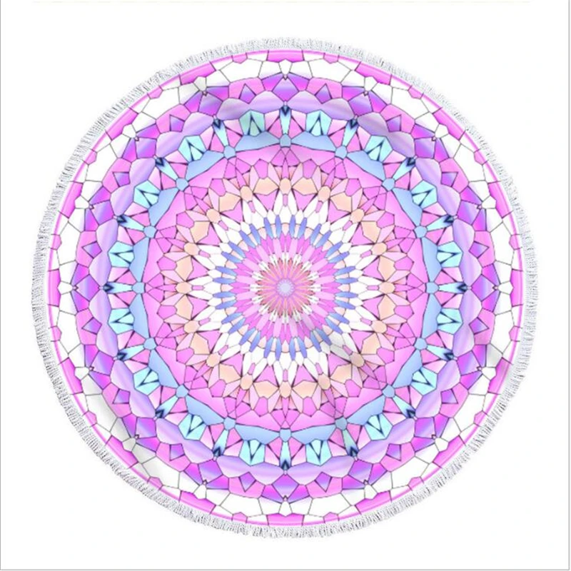 Мандала микрофибра круглое пляжное полотенце активный с узором пляжный