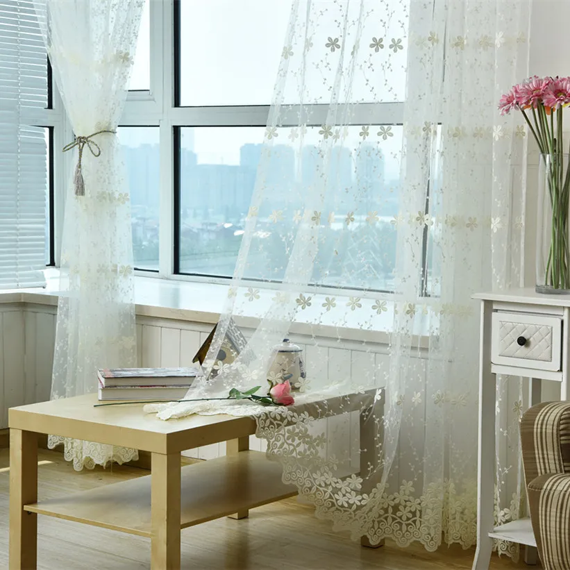 Жаккардовые тюлевые шторы из молочного шелка с вышивкой в турецком стиле для