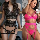 Сексуальное нижнее белье женское нижнее белье бюстгальтер трусики Комплект стринги Пояс для чулок комплект сексуального нижнего белья