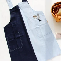 japan and south korea solid color cotton and linen high grade housework apron coffee tea shop work apron waterproof antifouling