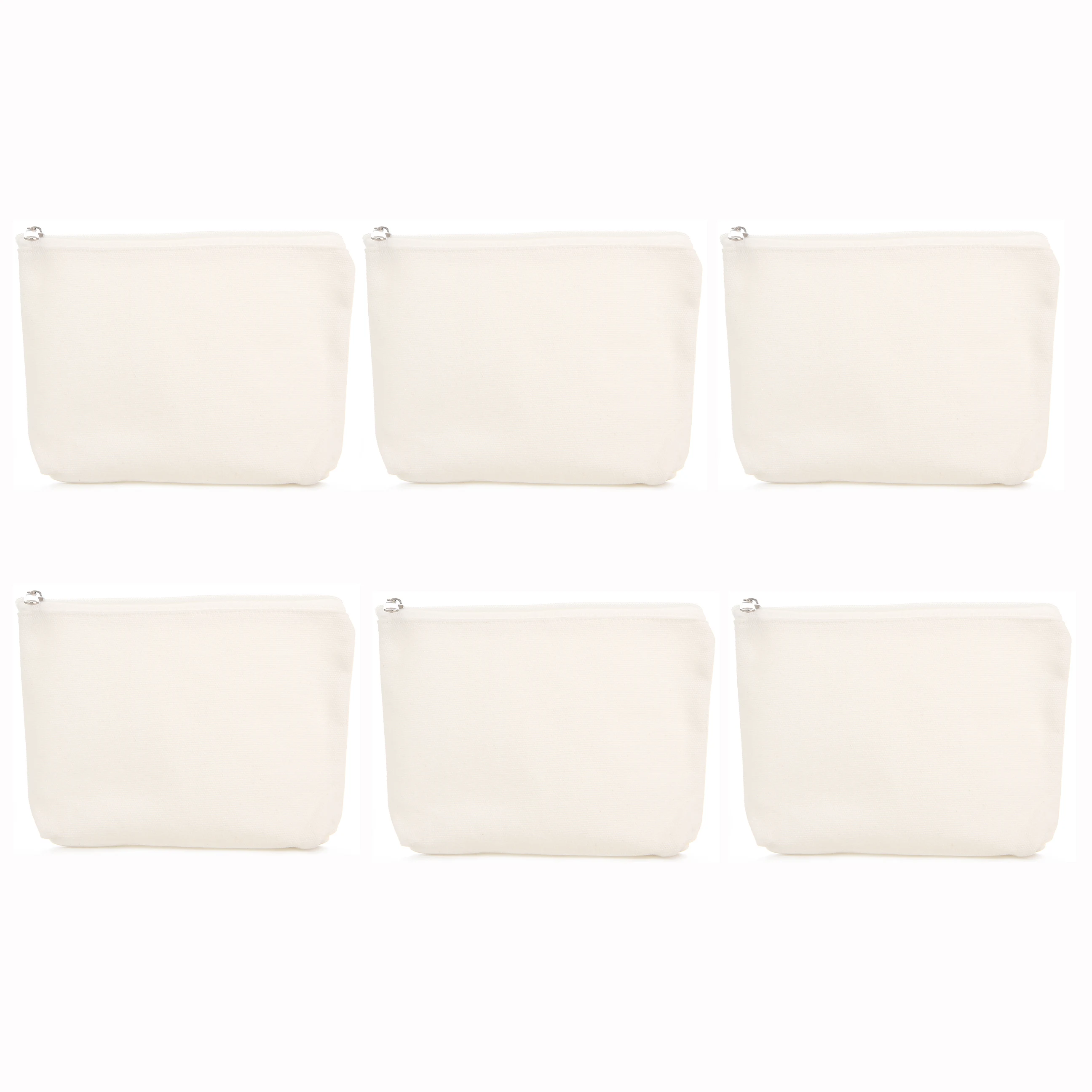 

Bright Creations Canvas Makeup Bags with Zipper (6 Pack) 6 x 5 Inches, Off White DIY Cosmatic Bag