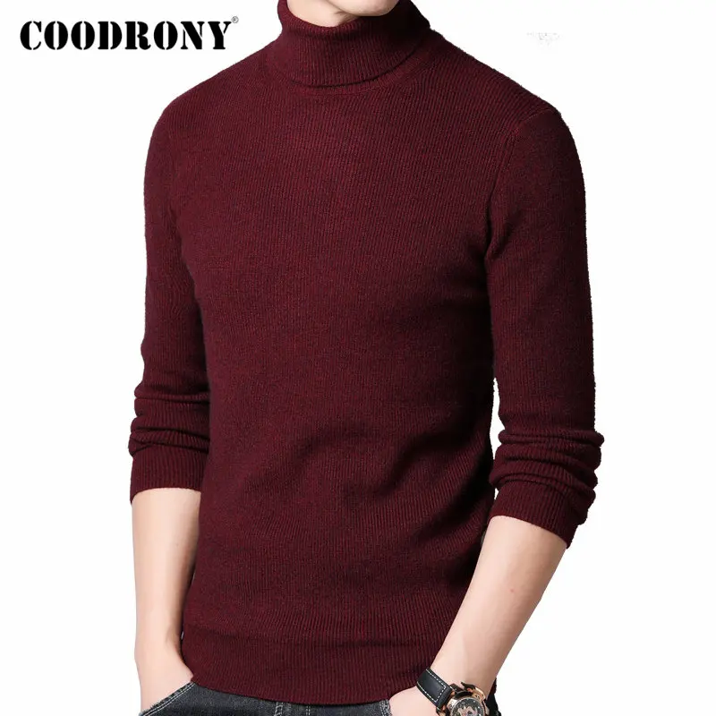 COODRONY свитер для мужчин Уличная мода трикотаж кашемир водолазка Pull Homme осень зима