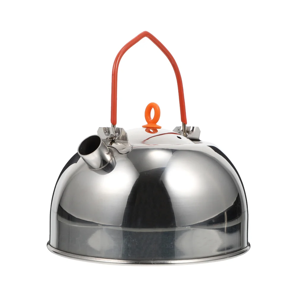 

1 шт. прочный чайник из нержавеющей стали, портативный походный чайник (серебристый)