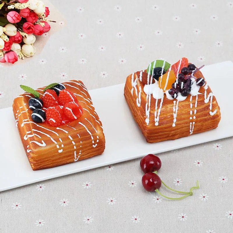 1 шт. искусственная еда Сжимаемый хлеб модель фруктов мягкий поддельный торт