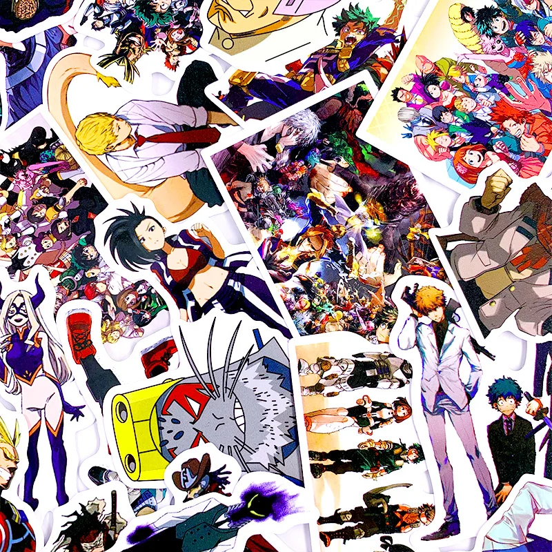 50 шт., наклейки на чемодан My Hero Academy, скейтборд, ноутбук, izku, Midoriya, All Might Boku, no Hero Academy, аниме, персонажи, наклейки
