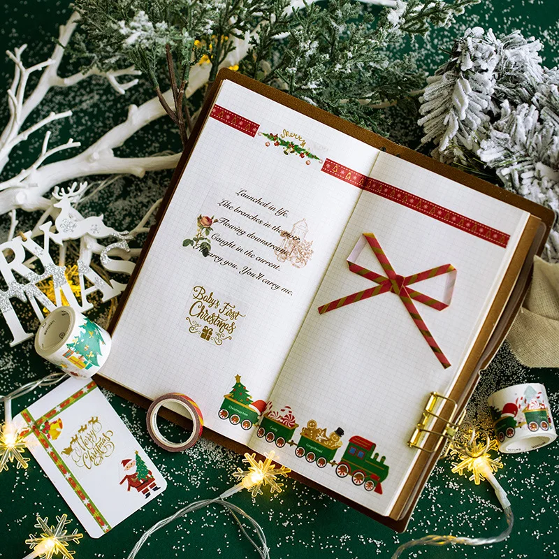 10pcs/set Happy Christmas cute Release paper tape set Lovely New Year style decorative tape bullet journal sticker kawaii