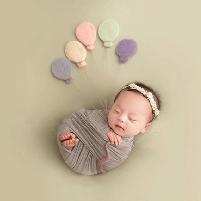 Globo de fieltro de lana para beb&eacute;, decoraciones de nubes, accesorios para fotograf&iacute;a infantil-2