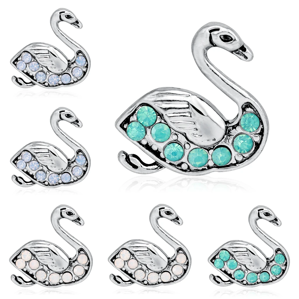 6 шт./компл. синий стразы животное Броши с лебедями для Для женщин эмалевая брошь