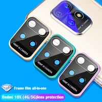 for xiaomi redmi note 9pro 9 s 10x back full cover camera lens film metal frame tempered glass screen protector rear ring case