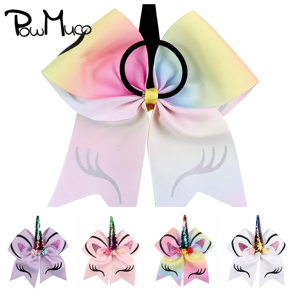 

Powmuco Glitter Sequins Unicorn Bows Children Horsetail Clips 7 Inches Handmade Bowknot Infant Hairpins Kids Hair Accessories