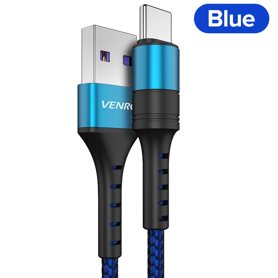 Blue Venroii кабель usb type C 5A Supercharge для huawei mate 20 P30 P20 Pro шнур для быстрой зарядки телефона для Honor 20 10 8 V10 USBC Кабо - Цвет: Blue