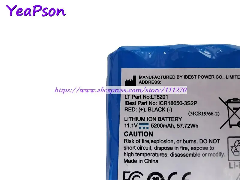 Yeapson LT8201 ICR18650-3S2P 3ICR19/66-2 11.1V 5200mAh 57.72Wh Battery |