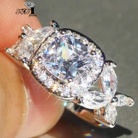 yayi jewelry fashion princess cut prong setting white cubic zirconia silver color engagement wedding party leaves gift rings