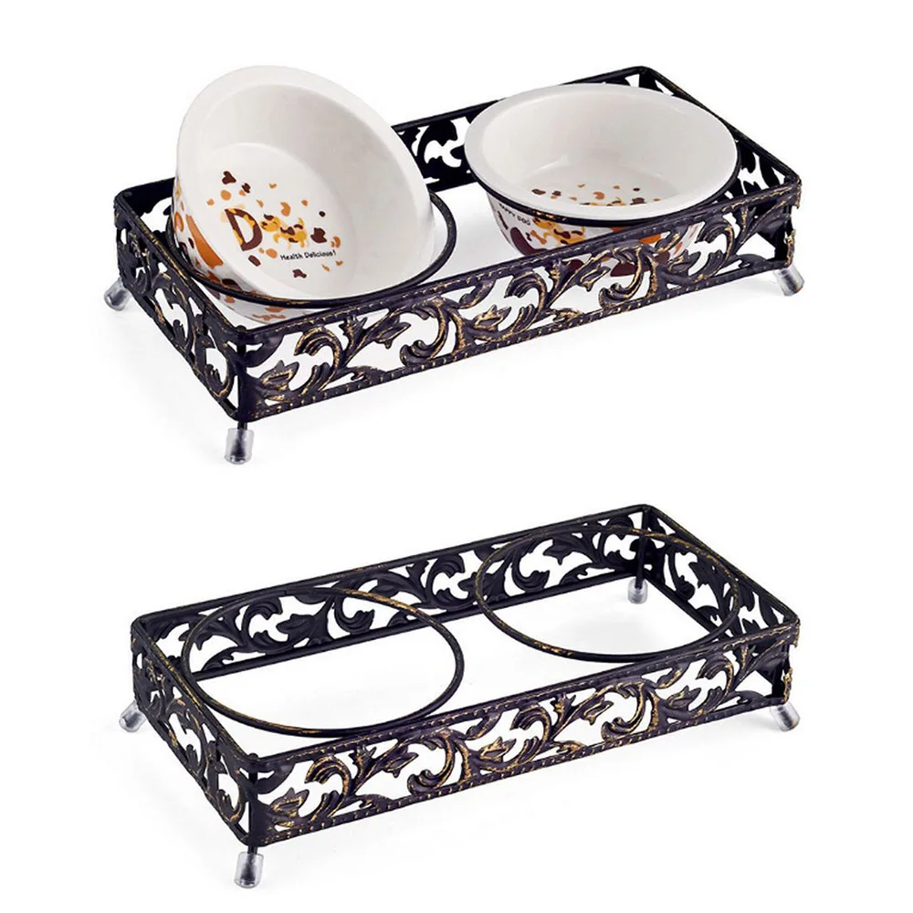 Кошачья миска Керамика Нержавеющая сталь двойная собачья для кошачьего корма