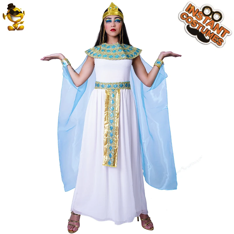 

Adult Dress Up Egyptian Suit Carnival Queen Of The Nile Cleopatra Costumes Halloween Women Cosplay Luxury Goddess Lady Dress