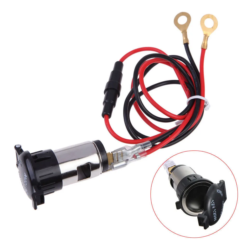 Купи 1 Pc 12V 120W Car Auto Boat Tractor Cig*rette Lighter Power Socket Outlet Plug Lighter Socket Plug W/ 2* Connector Wire за 257 рублей в магазине AliExpress