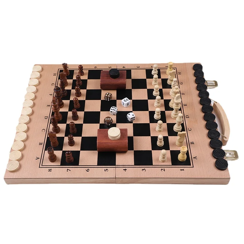 

Wooden Chess Board Set for Adults, Portable Chess Children's Educational Board Game Without magnetic