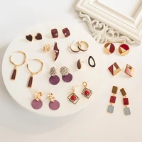 korean geometric acrylic statement drop earrings for women fashion jewelry vintage red round dangle earring 2020 wedding brincos