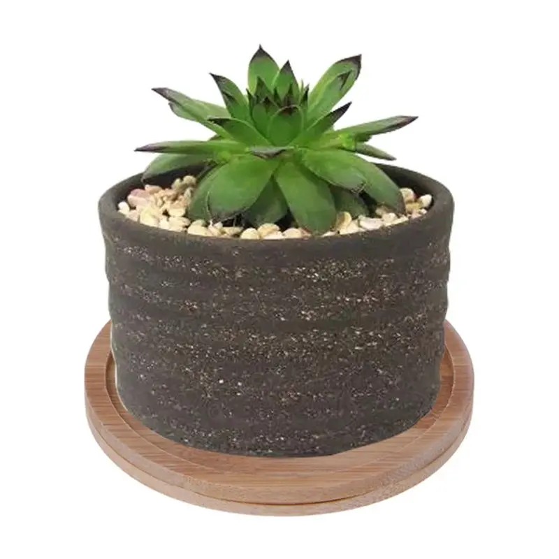 Круглые бамбуковые деревянные блюдце завод лоток мини подставка для цветочных