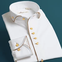windsor collar autumn white shirts mens spring long sleeve cotton business gentleman slim cufflinks dress blouse korean style
