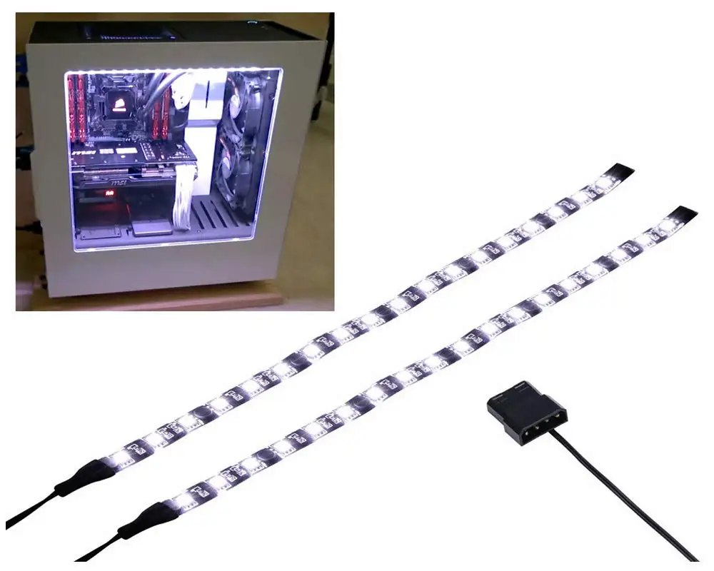 Светодиодный светильник компьютерный ing белый магнитный разъем Molex 2 шт.