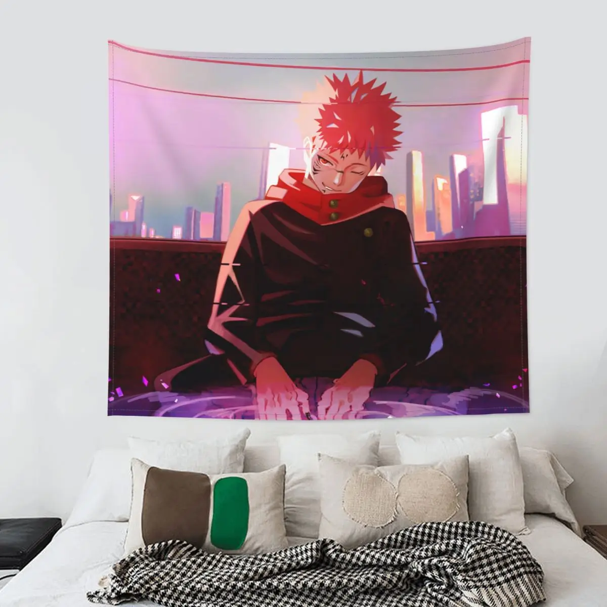 

Yuji Itadori Jujutsu Kaisen Tapestry Wall Hanging Hippie Fabric Tapestry Anime Manga Boho Throw Rug Blanket Room Decor Tapiz