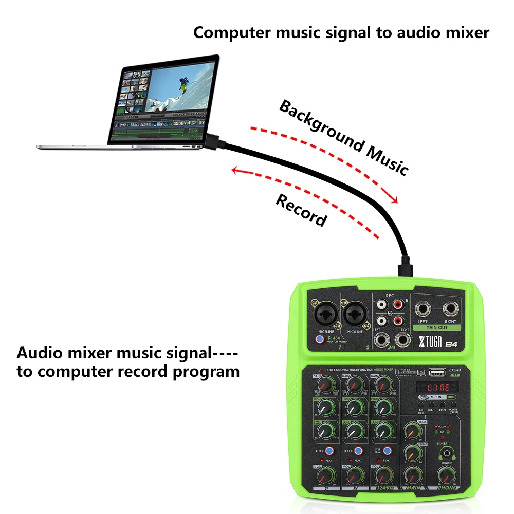 XTUGA 4/6 каналов мини миксер аудио Встроенная звуковая карта цифровые DJ миксеры с
