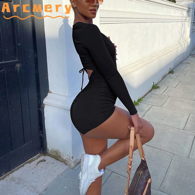 

Women Plunge V-neck Long Sleeve Sexy Solid Romper