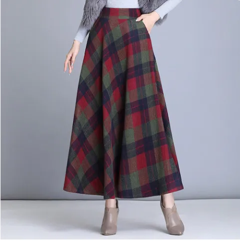 2020 осенне-зимние юбки женская элегантная винтажная клетчатая юбка Женская