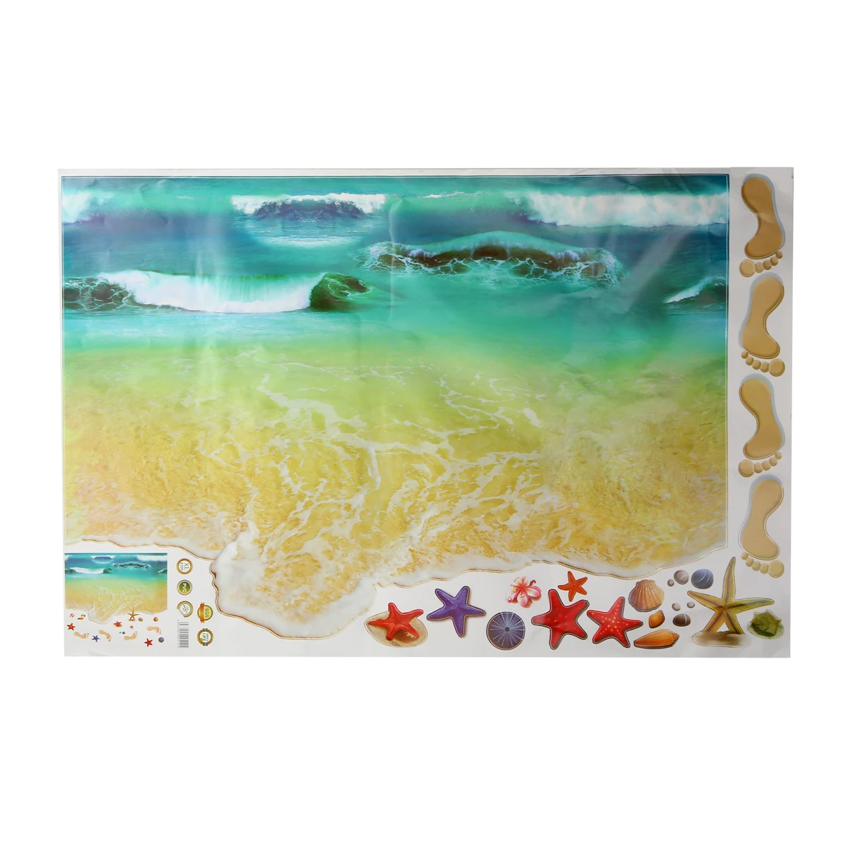 

1pc 3D Wall Stickers Starfish Footprint Beach For Wall Floor Sticker Kids Room Poster DIY Decal Removable Home Decoration