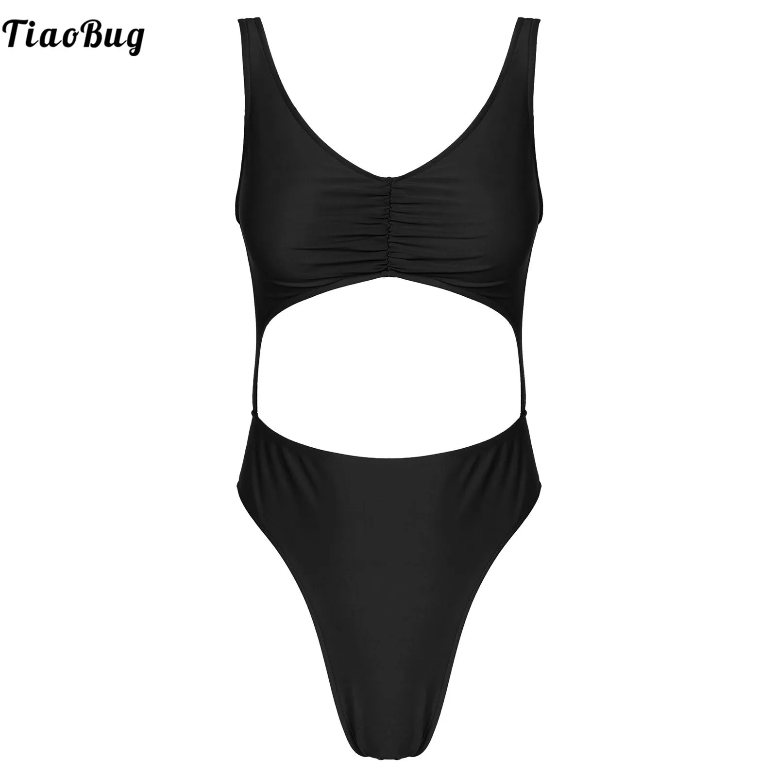 

TiaoBug летние женские цельные купальники с V-образным вырезом ремни съемные подушечки для груди, спортивный костюм, комбинезон, плавательная П...