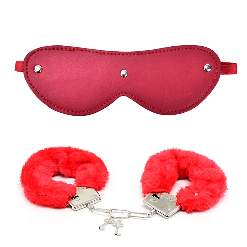 Эротические аксессуары плюшевые наручники кожаная маска для глаз БДСМ бондаж