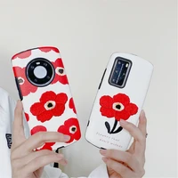embroidery flower floral painting shockproof pu rubber case for huawei p30 40 pro mate2030 pro soft silicone phone cover skin