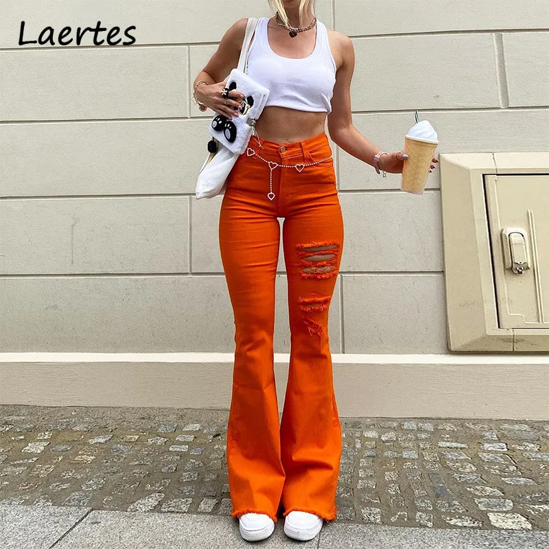 

Laertes Fashion Women Jeans Wide Leg Pants Pocket Solid High Waist 2021 Women Spring Autumn Skinny Casual Trousers Streetwaer