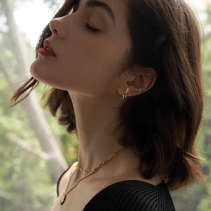 Серьги-кафф с имитацией под пирсинг женские клипсы двумя круглыми жемчужинами