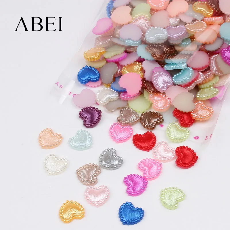 Разноцветные Бусины из АБС пластика 200 шт. 10 мм белые бежевые с плоской задней