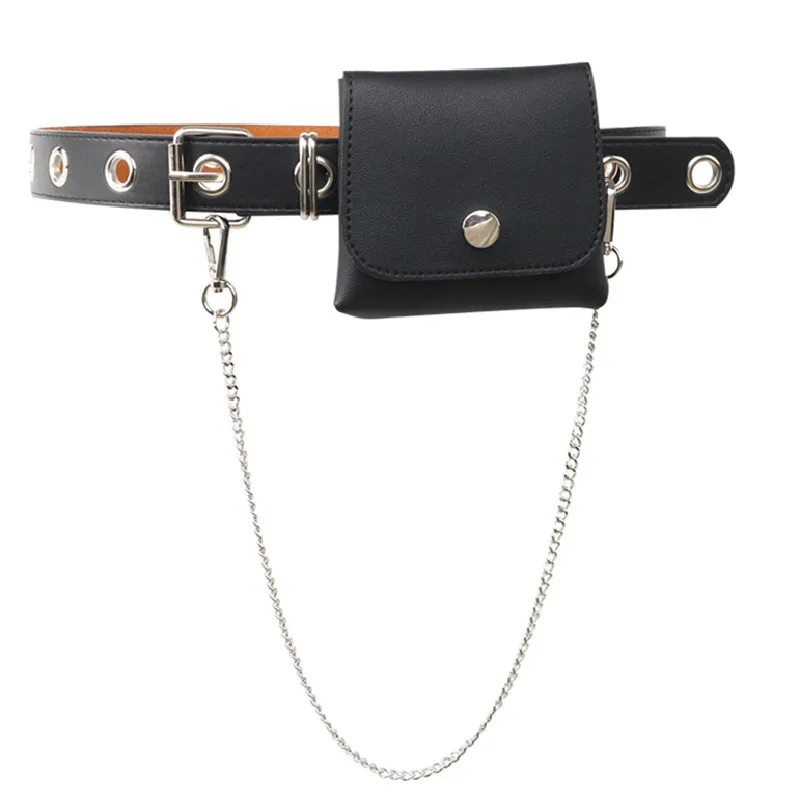 

Fashion Chain Waist Bags Women's 2021 New Trouser Belt Small Waist Belt Pu Belt Mini Luxury Bag Magnetic Rivet Purses for Women