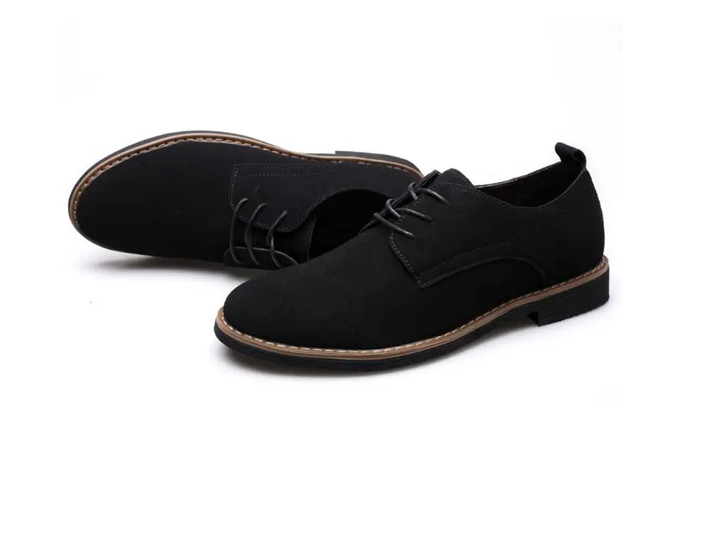 

New 2020 Fashion Men Shoes Suede Leather Casual Flat Shoes Lace-up Men's Flats for Man Rubber Outsole Driving Shoes Footwear