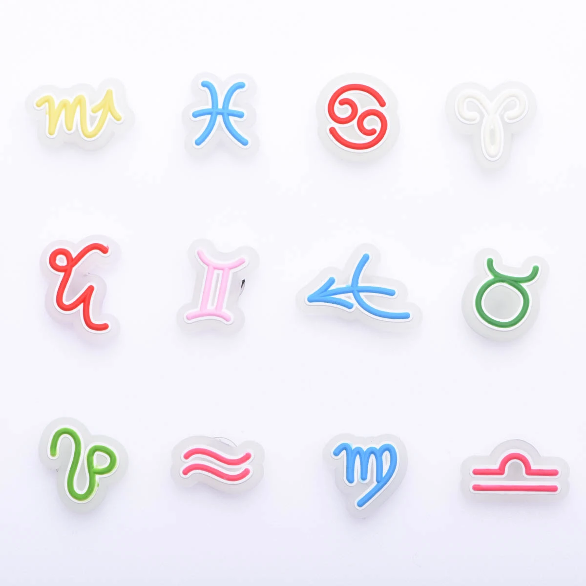 1pcs Luminous 12 Constellation Shoe Charms PVC Croc Decorations Scorpio Leo Virgo Sandals Wirstband Accessories Kids Gifts