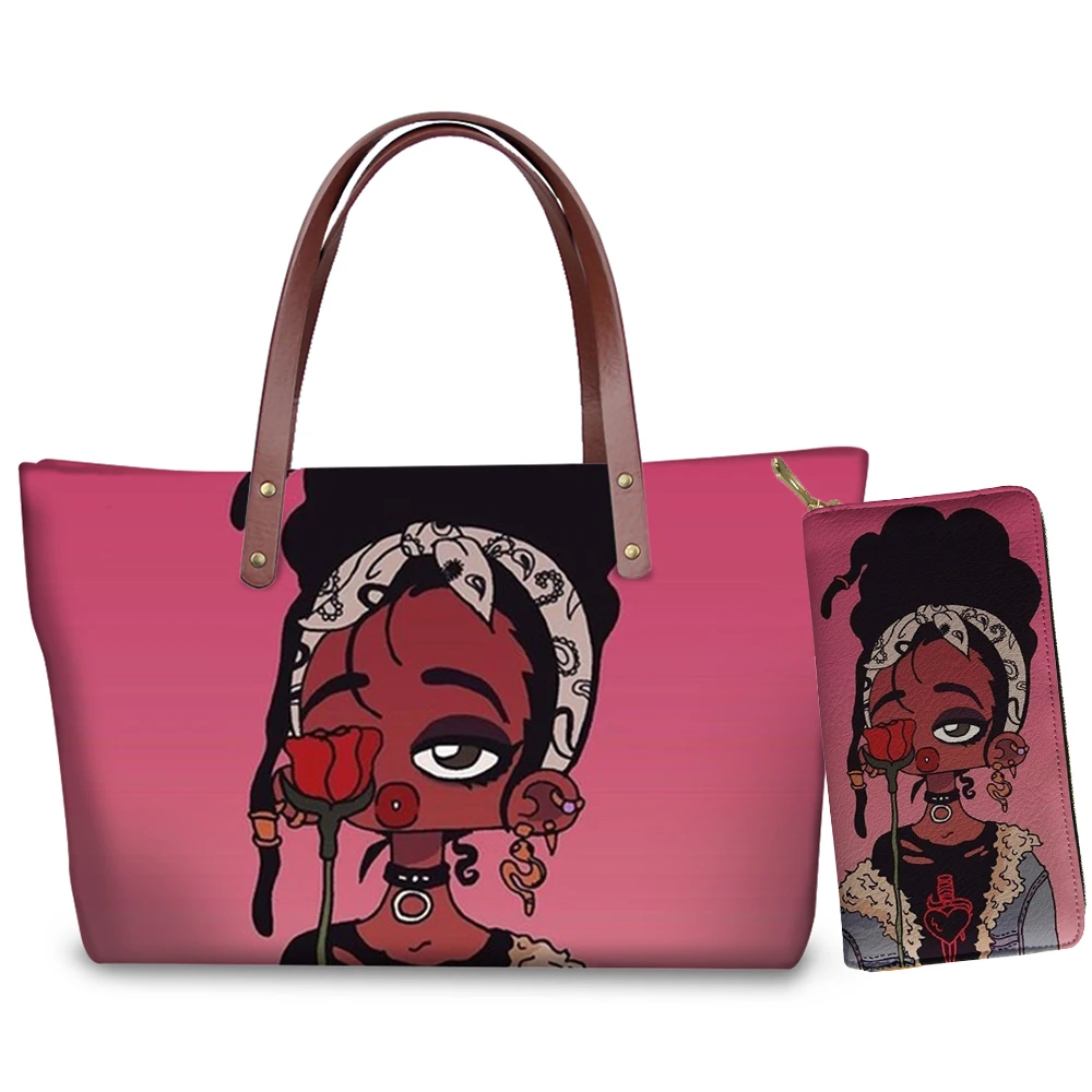New Fashion Ms Handbags Black Girl Printed Lady Wallet Girl Casual Bag Luxury Ladies Handbag Women Shoulder Bags Bolsa Feminina