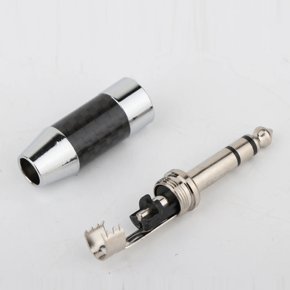 6,35 mm TRS-Adapter, rhodiniert, Kopfhörerstecker, 9 mm Kohlefaser, Hifi, 3,5 mm Kopfhörerkabel-Anschlüsse, AUX-Audio-Adapter – Detail 5